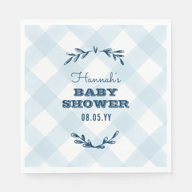 Country Gingham Baby Shower Napkin (Front)