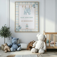 Country Gingham Blue Jean Baby Shower Welcome