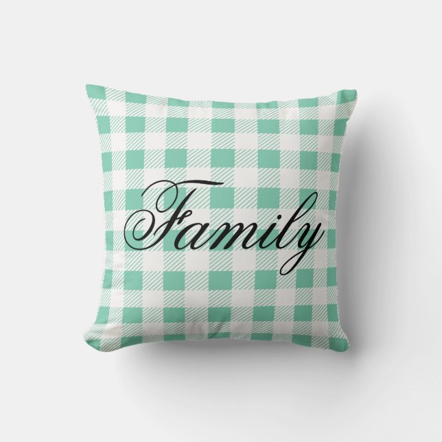 Country Gingham Plaid Family Cushion (Front)