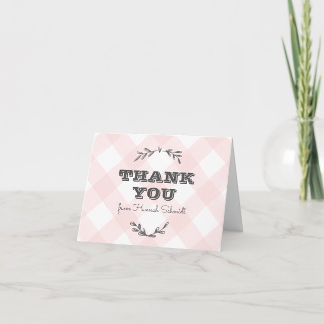 Country Gingham Thank You Card (Front)