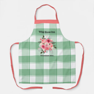 Country Gingham Wild Roses B & B Custom Farmhouse Apron