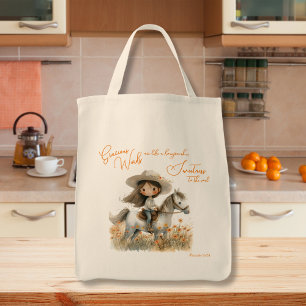 Country Girl On Horse Inspirational Tote Bag
