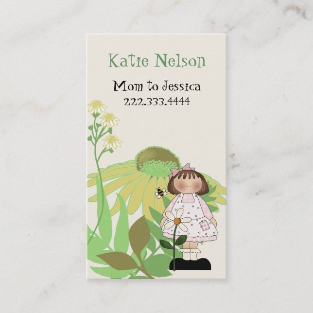 Country Girl with Flowers Mummy Card (Front)