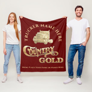 Country Gold Personalised Trucker Gift Fleece Blanket