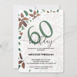 Country Green Floral Watercolor Birthday Invitation
