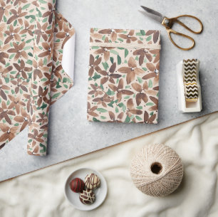 Country Green Floral Watercolor Hand-painted Wrapping Paper