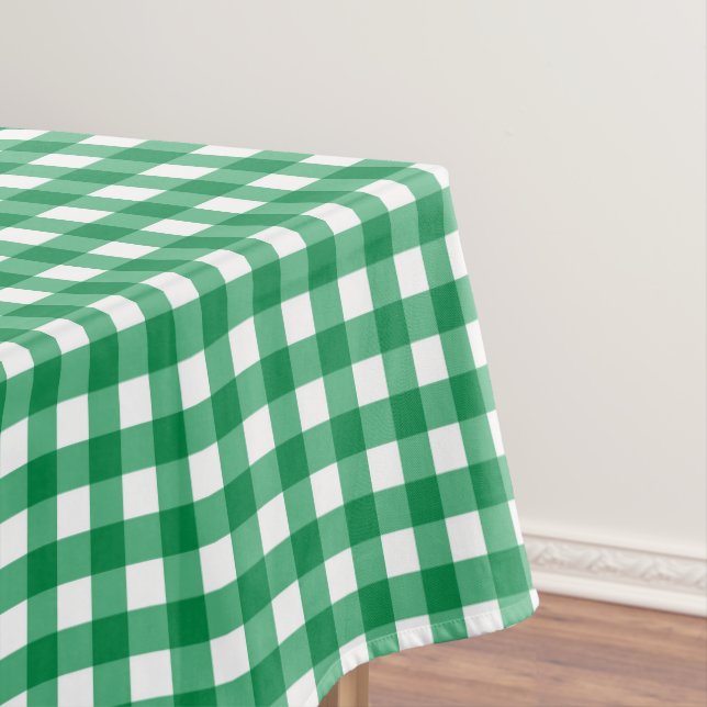 Country Green Gingham  Tablecloth (In Situ)