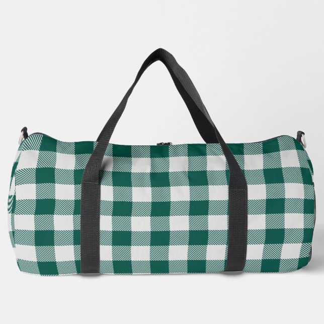 country green grey buffalo chequered duffle bag (Front)