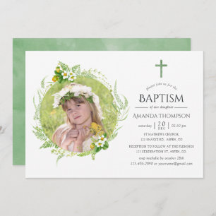 Country Greenery Baptism or Christening Invitation