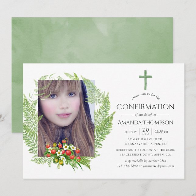 Country Greenery Confirmation Invitation (Front/Back)