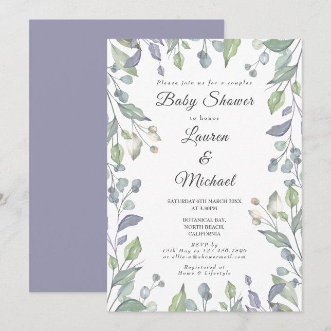 Country Greenery Couples Baby Shower Invitation (Front/Back)