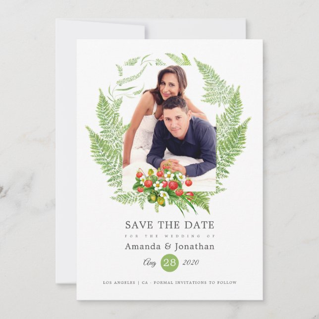 Country Greenery Photo Wedding Save The Date (Front)