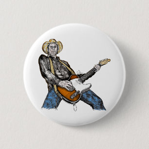 Country Guitar 6 Cm Round Badge