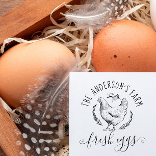 Country Hand-drawn Family Farmhouse Hen Fresh Egg Self-inking Stamp