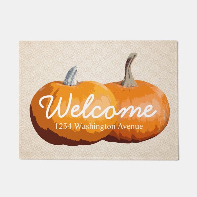 Country Harvest Pumpkins Welcome - Personalised Doormat (Front)