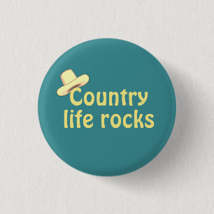 Country Hat & Calligraphy Button