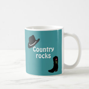 Country Hat & Calligraphy on Teal Coffee Mug