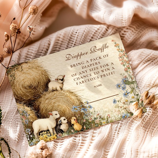 Country Hay Bale Farm Animals Diapper Raffle Enclosure Card (Creator Uploaded)