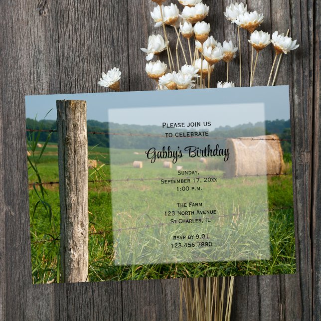 Country Hay Bales Farm Birthday Party Invitation (Creator Uploaded)