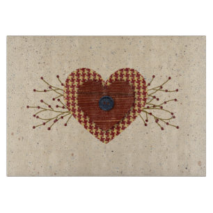 Country Heart Glass Cutting Board