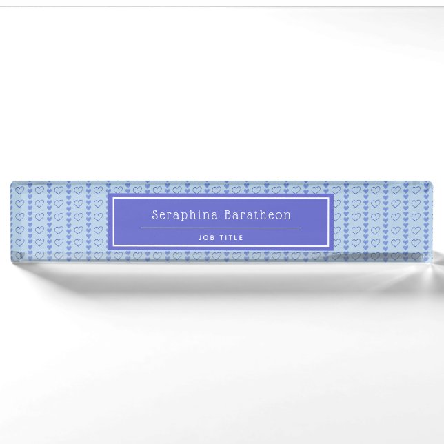 Country Heart Stripe Pattern Personalised Nameplate (Front)