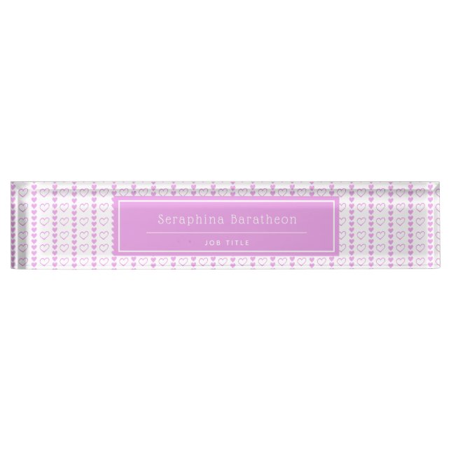 Country Heart Stripe Pattern Personalised Nameplate (Front)