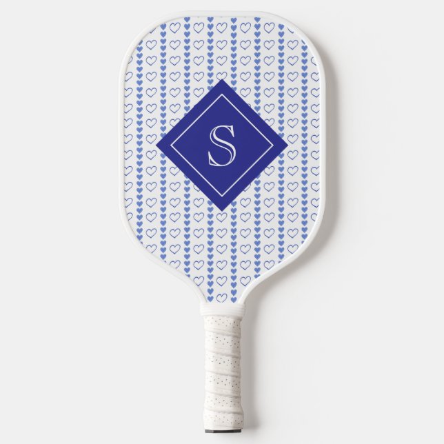 Country Heart Stripe Pattern Personalised Pickleball Paddle (Front)