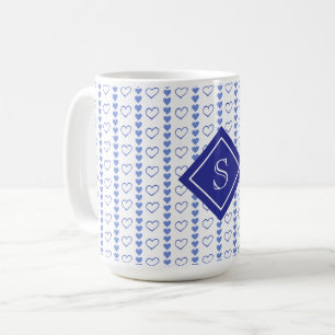 Country Heart Stripes Pattern Monogram Coffee Mug
