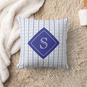 Country Heart Stripes Pattern Monogram Cushion