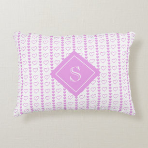 Country Heart Stripes Pattern Monogram Decorative Cushion