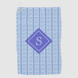 Country Heart Stripes Pattern Monogram Golf Towel