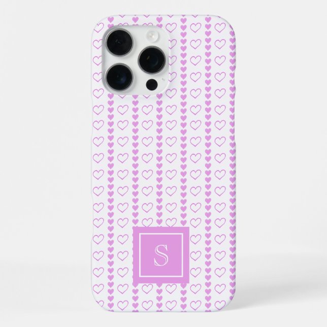Country Heart Stripes Pattern Monogram iPhone Case (Back)