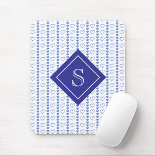 Country Heart Stripes Pattern Monogram Mouse Mat