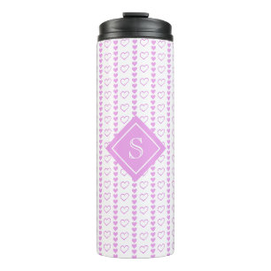 Country Heart Stripes Pattern Monogram Thermal Tumbler