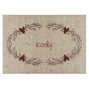 Country Hearts And Pip Berry Glass Cutting Board