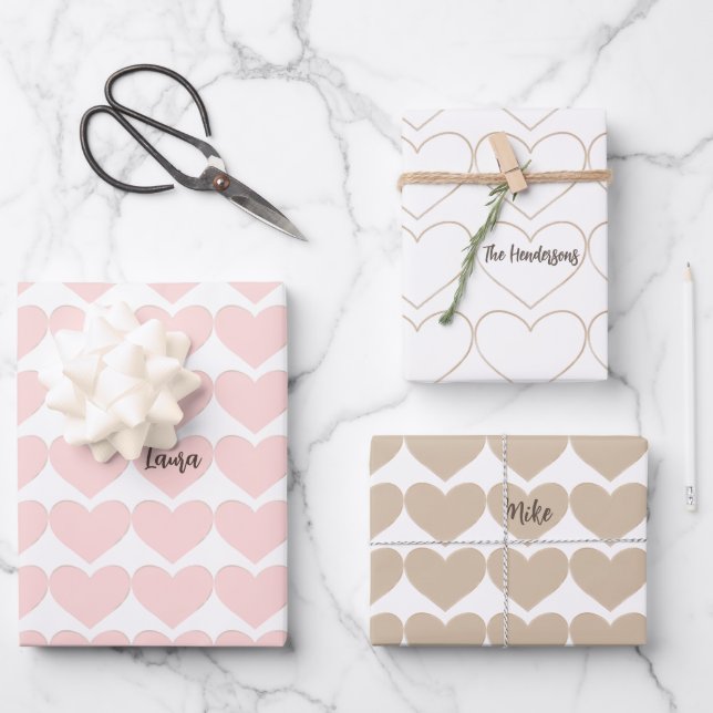 Country Hearts  Personalised   Wrapping Paper Sheet (Front)