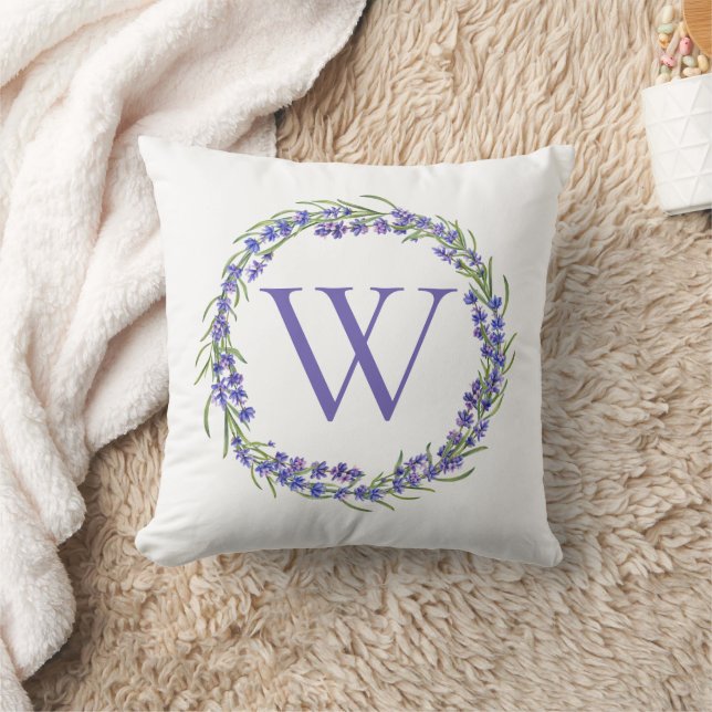 Country Heather Wreath Monogram Cushion (Blanket)