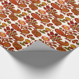 Country Hen Folk Art Wrapping Paper