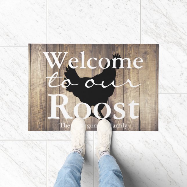 Country Hen Welcome to our Roost Family Name Doormat (Indoor)