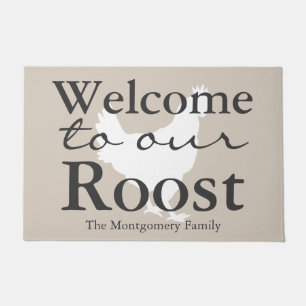 Country Hen Welcome to our Roost Family Name Doormat