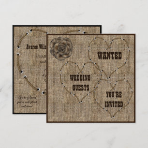 Country Hessian Burlap Wedding Invitation