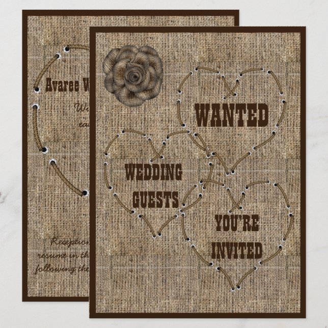 Country Hessian Burlap Wedding Invitation (Front/Back)