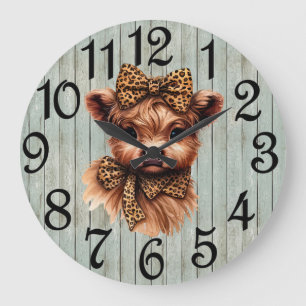 Country Highland Calf  Large Clock