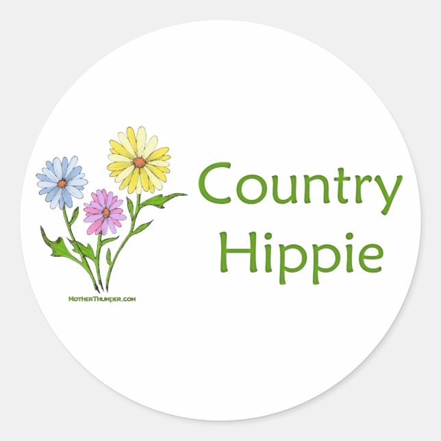 Country Hippie Classic Round Sticker (Front)