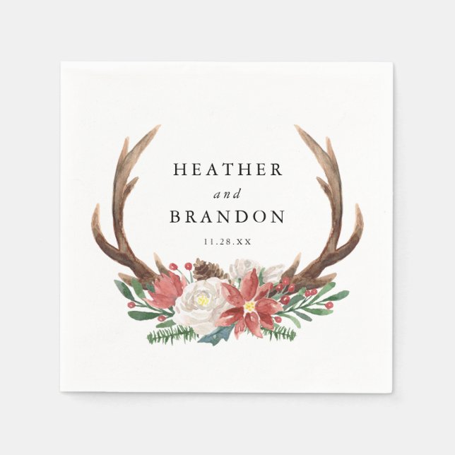 Country Holiday Winter Wedding Party Napkin (Front)