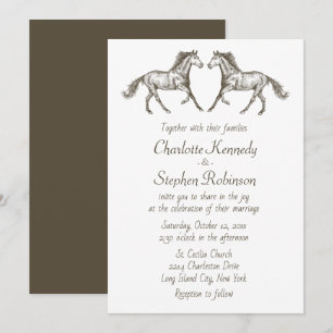 Country Horse Brown White Western Wedding          Invitation