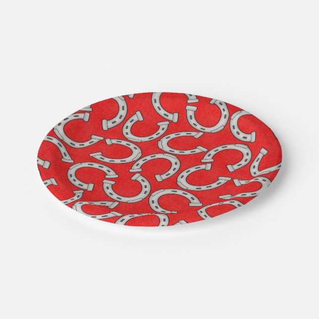 Country Horse shoe party paper plate (Angled)