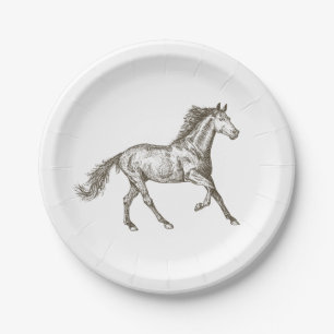Country Horse Wedding Western Rustic Bridal Shower Paper Plate