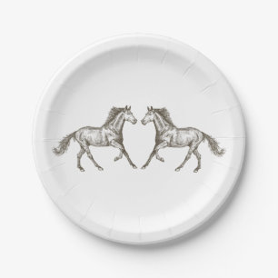 Country Horse Wedding Western Rustic Bridal Shower Paper Plate