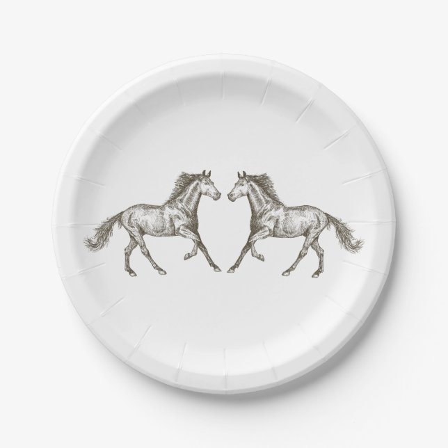 Country Horse Wedding Western Rustic Bridal Shower Paper Plate (Front)